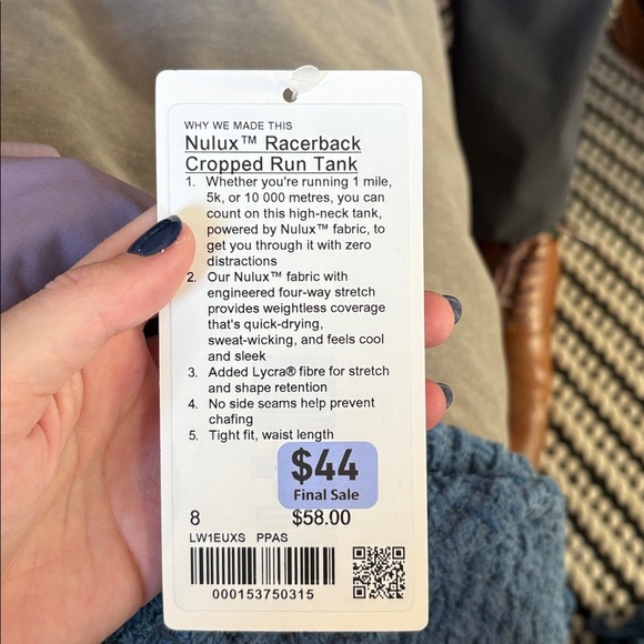 NWT lululemon purple PPAS nulux racerback cropped run tank Size 8 - Picture 3 of 7